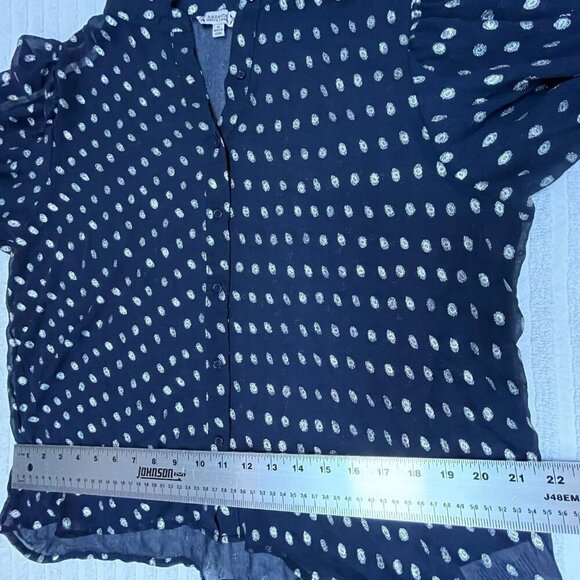 Nanette By Nanette Lepore Womens XL Metallic Polka Dot 3/4 Sleeve Blouse Navy - Picture 7 of 9